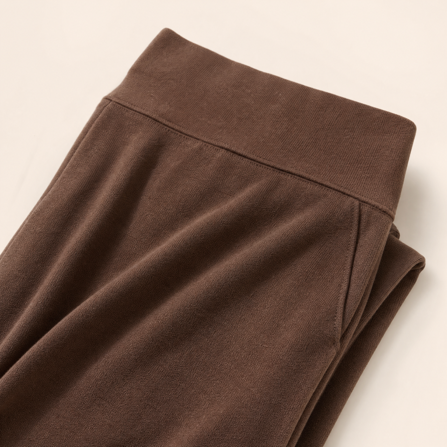 CloudKnit Wide-Leg Lounge Pant in Mocha, fabric and fit detail view
