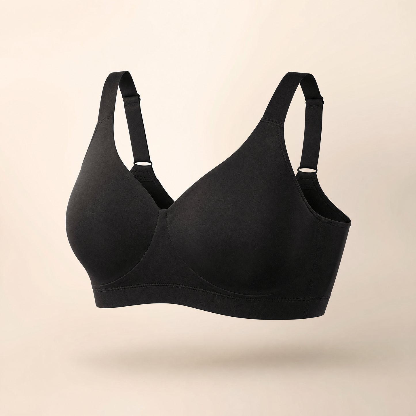 ContourSoft Wireless Shaping Bra in Black, studio photo on cream background