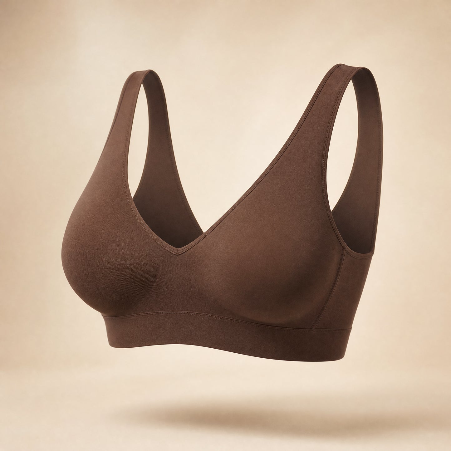 ContourSoft Wireless Shaping Bra in Mocha, studio photo on cream background