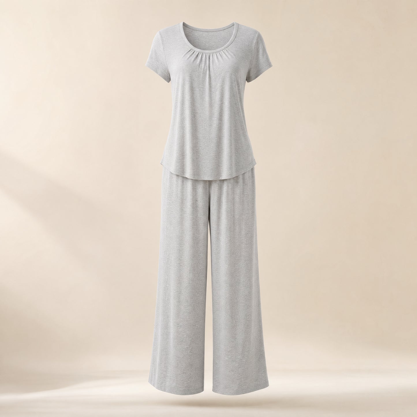 CloudCool Cooling Sleep Set in Soft Grey, studio photo on cream background