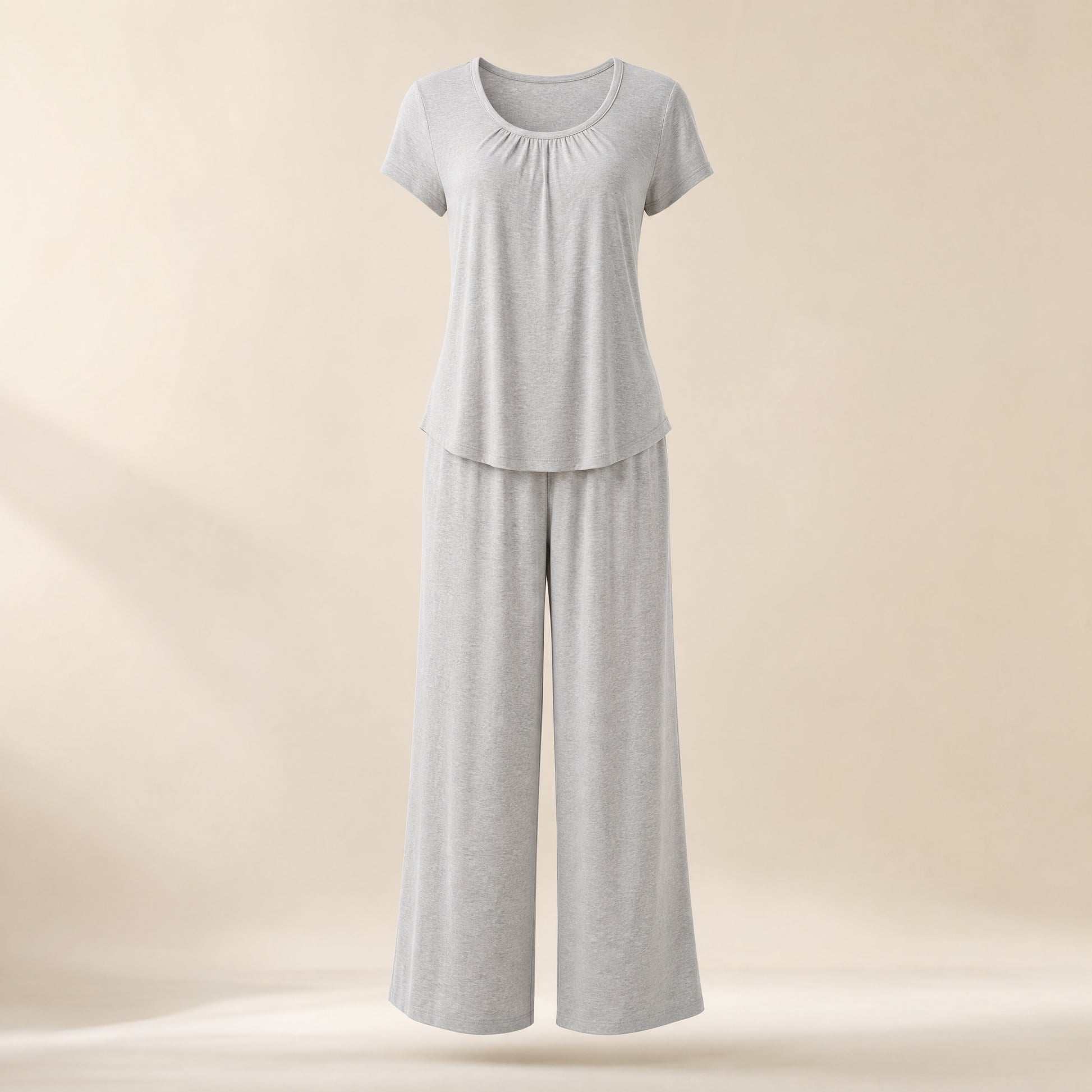 CloudCool Cooling Sleep Set in Soft Grey, studio photo on cream background