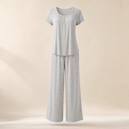 CloudCool Cooling Sleep Set in Soft Grey, studio photo on cream background