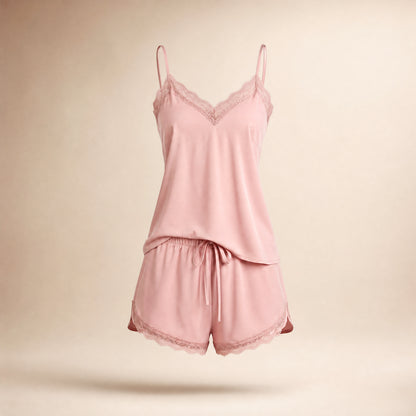 CoolTouch Cami and Short Sleep Set in Blush, studio photo on cream background