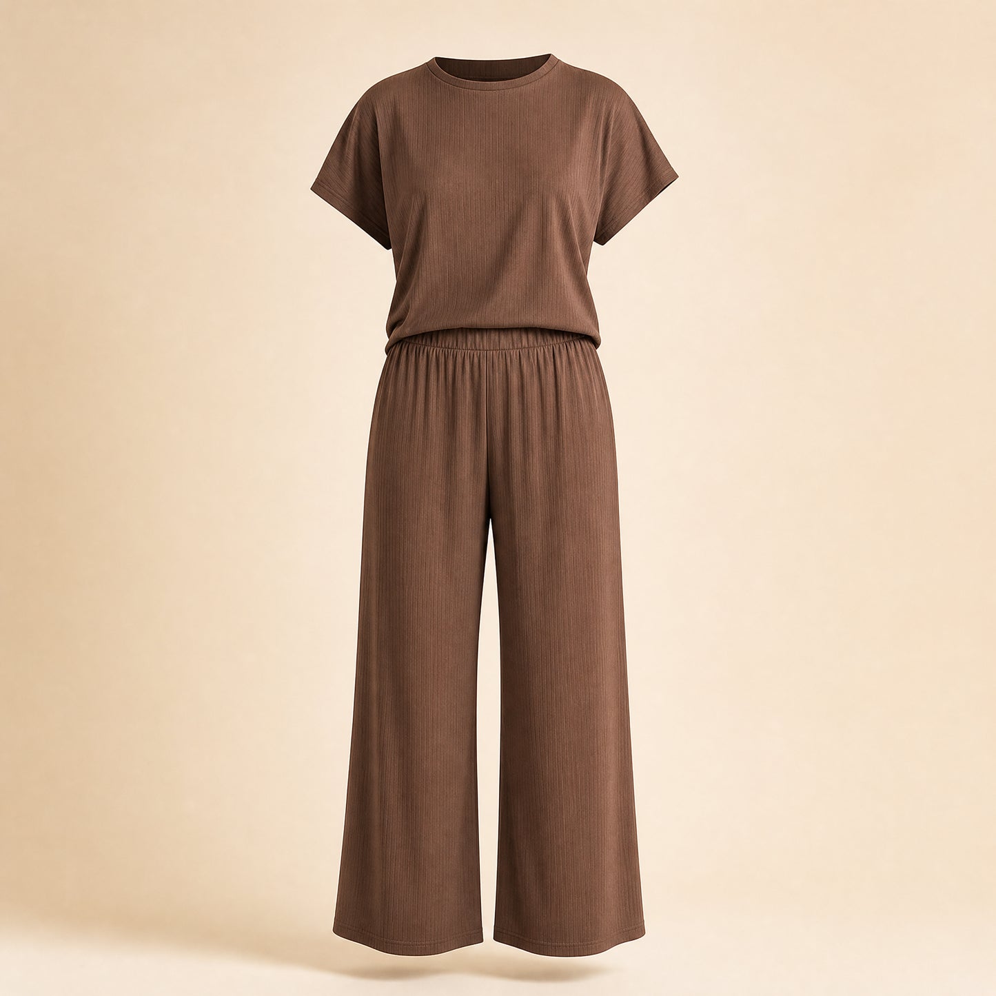 ButterSoft Seamless Lounge Set in Mocha, studio photo on cream background