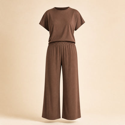ButterSoft Seamless Lounge Set in Mocha, studio photo on cream background
