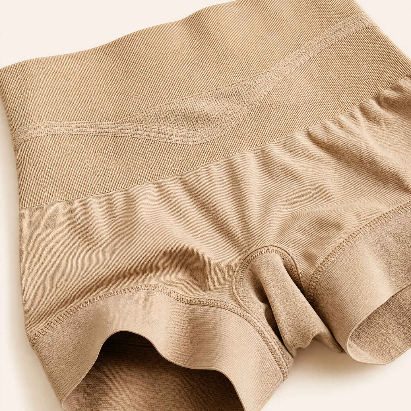 DefineWaist High-Rise Shaping Short in Sand, fabric and fit detail view