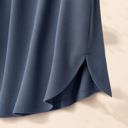 NightBreeze Moisture-Wicking Nightdress in Dusk Blue, fabric and fit detail view