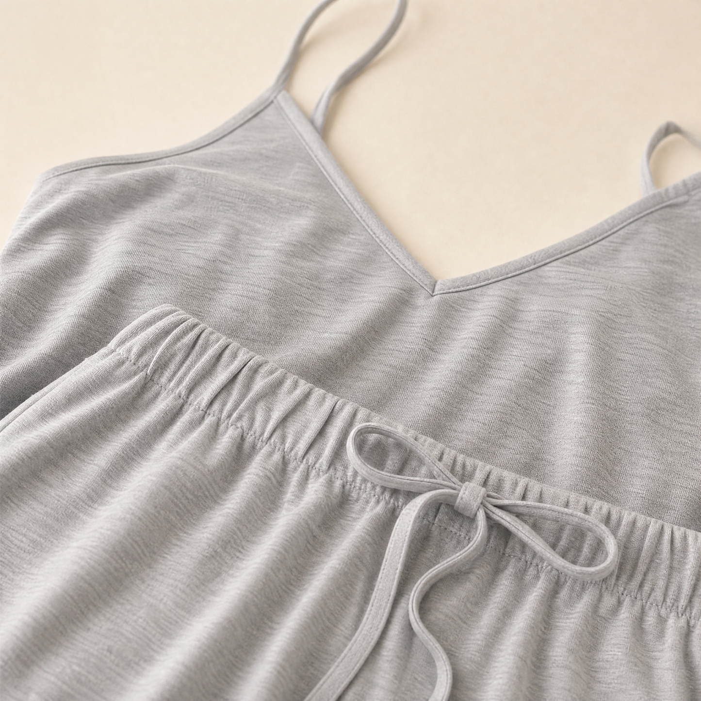 CoolTouch Cami and Short Sleep Set in Soft Grey, fabric and fit detail view