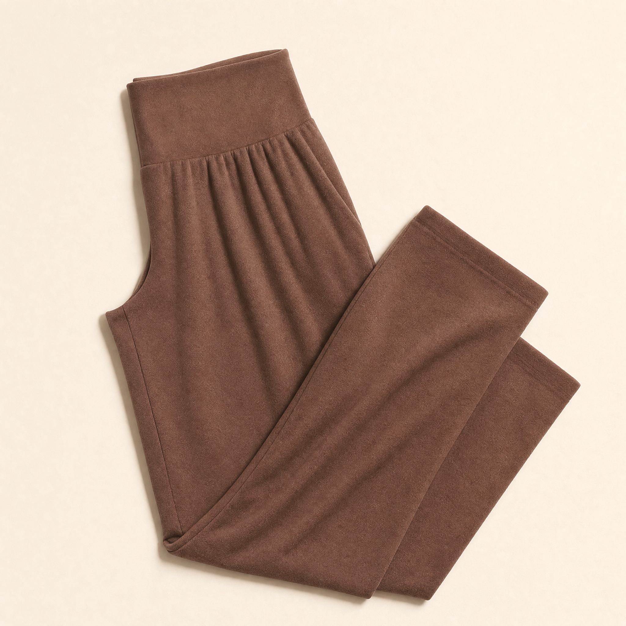 CloudKnit Wide-Leg Lounge Pant in Mocha, studio photo on cream background