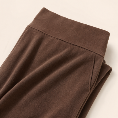 CloudKnit Wide-Leg Lounge Pant in Mocha, fabric and fit detail view